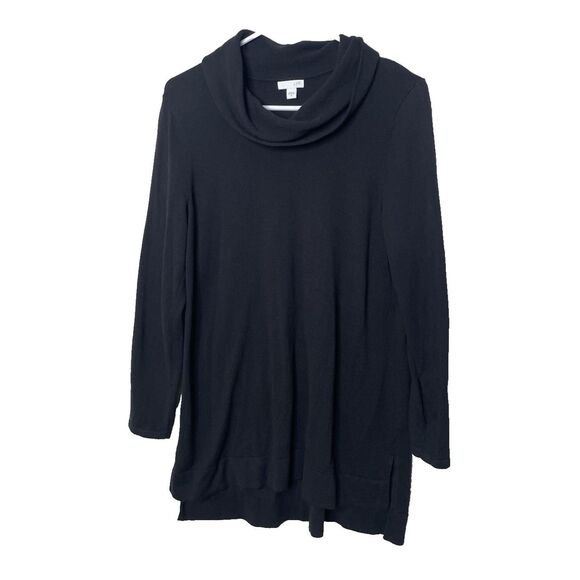 J Jill Size M High Low Cowl Turtleneck Tunic Top Long Shirt Sweater Cotton - Picture 1 of 7